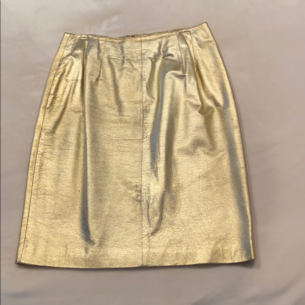 Gold metallic leather skirt